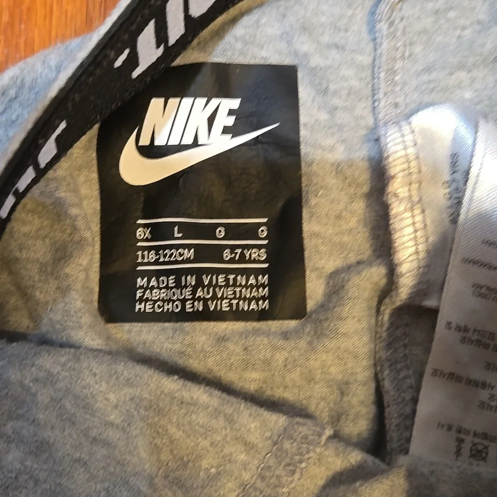Nike Girls Gray Leggings Size 6X Foldover Waist Just Do It Activewear EUC